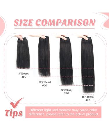 Vlasy Clip in Hair Extensions 12 Inch 1B# Black Brown - 7 Pieces Seamless Real Human Hair Extensions for Women - Buy Online on GoSupps.com