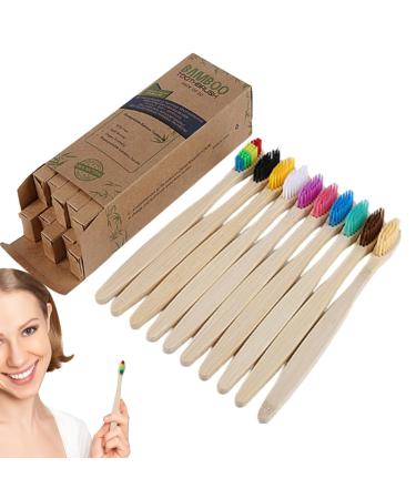 Wooden toothbrushes toothbrush with soft bristles |Reusable bamboo carbon toothbrushes for trips picnic camping Qarido 10 different colors