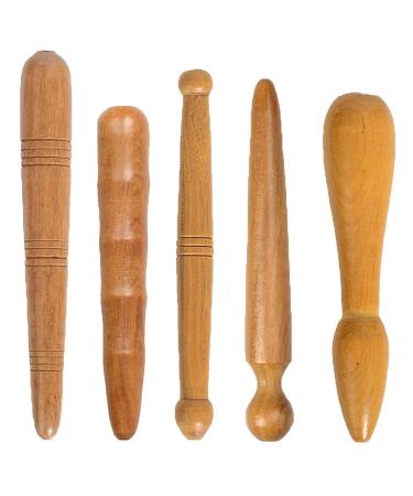 5 pieces trigger point massage device stick massage wood trigger roller wood acupressure pen massage stick acupuncture pen.