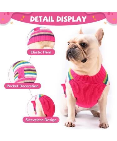 TENGZHI Knitwear Warm Puppy Vest Coat Costume Holiday Sweaters Striped Pet Clothes for Small Medium Dogs Cats Christmas Dog Sweater(Pink Pocket XXL) XX-Large Pink Striped - Buy Online on GoSupps.com