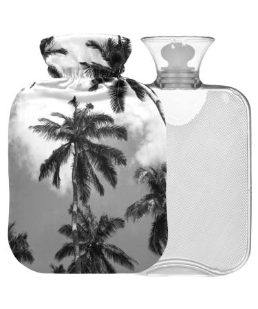 NAANLE hot water bottle with lid coconut palm Transparent hot water bottle 2L large hot hot water bottle for menstrual cramps pain relief handfoots heat and cold therapy