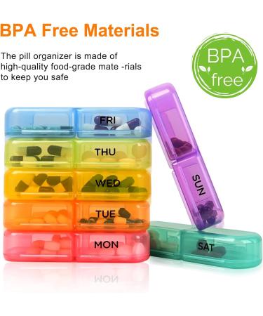 2-Times a Day Vibrant Pill Organizer | 7-Day Pill Case | High Capacity & Travel-Friendly | Ideal for Supplements Vitamins & Medications - Buy Online on GoSupps.com