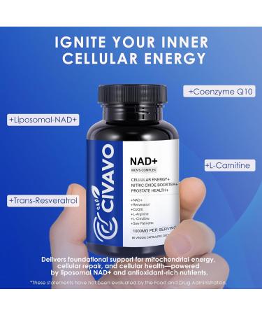 NAD+ Supplement for Men 1000mg Liposomal NAD+ with Resveratrol CoQ10 L-Citrulline & Maca Root Cellular Energy Healthy Aging Support Antioxidant Nitric Oxide Prostate Health for Men 60 Capsules - Buy Online on GoSupps.com