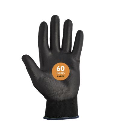 KLEENGUARD G40 Polyurethane Coated Gloves (13839), Size 9.0 (Large), High Dexterity, Black, 12 Pairs / Bag, 5 Bags / Case