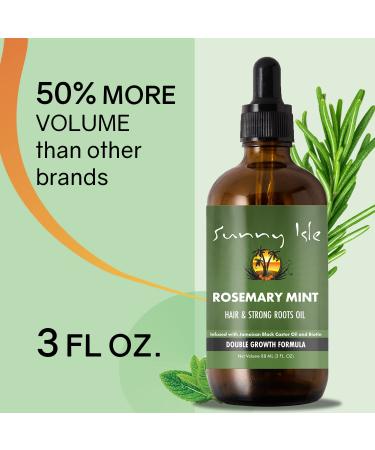 Sunny Isle Rosemary Mint Hair and Strong Roots Oil with Biotin & Castor Oil 3oz - Strengthen & Nourish Hair Follicles for Dry Scalp, Split Ends - All Hair Types - Buy Online on GoSupps.com