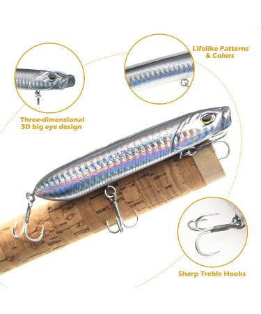 5pc Topwater Fishing Lures with Hooks - Minnow Popper Crank Baits for Bass Trout, Saltwater Freshwater Swimbaits - 3.94in 0.63oz - Buy Online on GoSupps.com