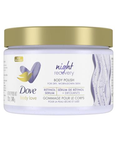 Dove Body Love Body Scrub for dry worn-down skin Night Recovery body scrub with Retinol Serum and Exfoliants 340 g/11.9oz