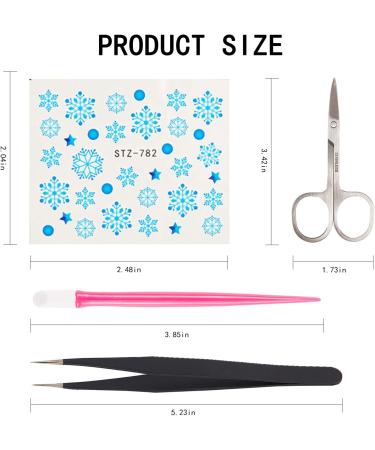 NICENEEDED 15 Sheets Christmas Theme Nail Art Stickers Water Transfer Stickers Nail Art Decals With Tweezer Plastic Cuticle Pusher Scissors For DIY Nail Decoration(Style 2) - Buy Online on GoSupps.com