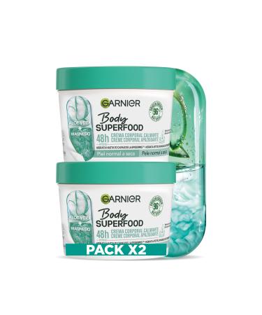 Garnier Garnier Body Superfood Soothing Body Cream with Aloe Vera and Magnesium for Normal to Dry Skin 48-Hour Moisture 380 ml Pack of 2 (2 x 380 ml)