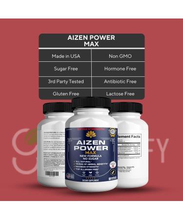 Aizen Power Max Extra Strength Maca Root Complex Organic Blend 60 Capsules Sugar-Free Vegan Gluten-Free (2) - Buy Online on GoSupps.com