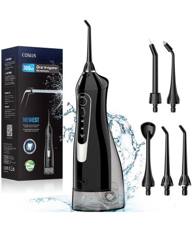 Water Dental Flosser for Teeth Cordless: COSLUS Portable Oral Irrigator 300ML 5 Jet Tips Rechargeable Tooth Flosser Teeth Braces Pick IPX7 Waterproof Irrigation Cleaner for Travel Home Black Grey - Buy Online on GoSupps.com