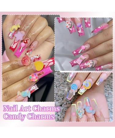 Buy 3D Candy Nail Charms | Lollipop Donuts & Colorful Shapes for Nail Art DIY | Cute Assorted Designs & Pickup Tools - Buy Online on GoSupps.com