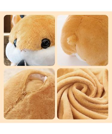 MUZIRI KINOKOO Plush Hamster Pillow Blanket with Sunflower Seeds - Brown | Soft Plush Toy for TV, Sofa, Office Nap | Stuffed Throw Pillow & Foldable Plane Blanket - Buy Online on GoSupps.com