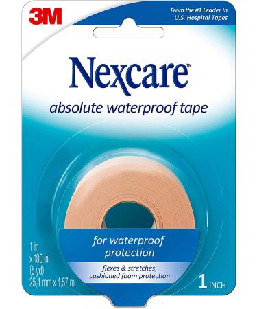 Nexcare Absolute Waterproof Tape 1 Inch X 5 Yards, 1ea (Pack of 4)