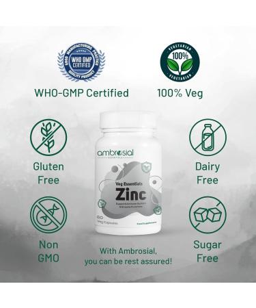Ambrosial Zinc Tablets High Strength 30 mg (Pack of 2-120 Capsules) 60 Count (Pack of 2) - Buy Online on GoSupps.com