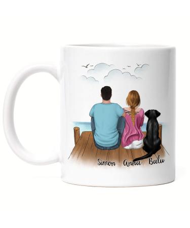 Kiddle design couple with dogs cup personalized dog owner gift dog lover couple dog dog mom dad dog mom dog dad white