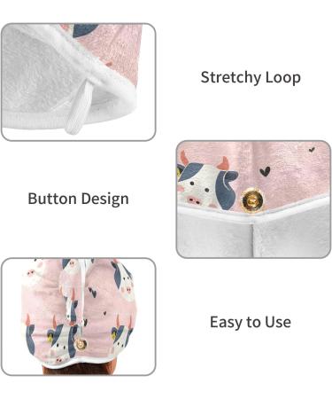 Cow Pink Hair Towel 2 Pack - Super Absorbent Quick Dry Hair Turbans for Women & Girls - Buy Online on GoSupps.com