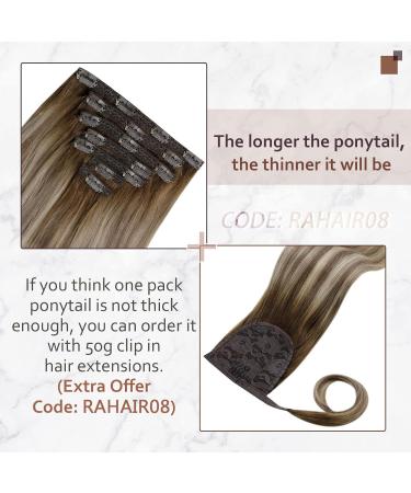 Runatur 55cm Real Hair Ponytail - Balayage Brown Ombre to Blonde - Invisible Braid #3/8/22 - Natural Look for Stunning Hairstyles - Buy Online on GoSupps.com