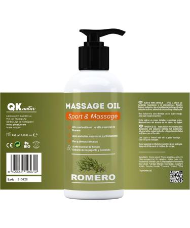  QKnatur ROSEMARY - Massage oil with high content of rosemary essential oil and extracts of harpagofito and calendula - muscle recovery - 500 ml. - Buy Online on GoSupps.com