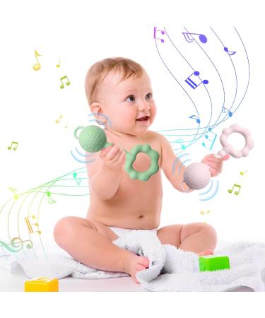 Buy BPA-Free Silicone Baby Rattles Toy for 0-6 Months | Sensory Teething Ring & Gift for Boys & Girls (Pink) - International Shipping Available - Buy Online on GoSupps.com