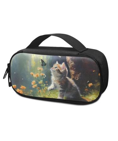 Cute Cat Butterfly Diabetic Supplies Carrying Bag for Glucose Meter Insulin Pens Test Strips Lancets Syringe Medication or Other Diabetes Care Accessories
