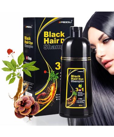 MEIDU Instant Black Hair Shampoo Black Hair Dye Shampoo for Gray Hair 3 in 1 Hair Dye Shampoo for Women and Men Natural Black Hair Dye Shampoo-Hair Nourishing & Darkening for Men Women  Instant Black Hair Color for All H...