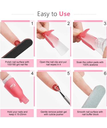 Nail Polish Gel Remover Tools Kit with Nail Clips 100ml Nail Polish Remover Bottle 500 Nail Remover Cotton Pad Nail Brush Cuticle Pusher Cuticle Peeler Nail File Buffer Block for Nail Arts - Buy Online on GoSupps.com