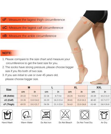 Leeofty 1 Pair Thigh High Socks Men Women 20-30mmHg Stockings Sleeves for Varicose Vein Swelling - Buy Online on GoSupps.com
