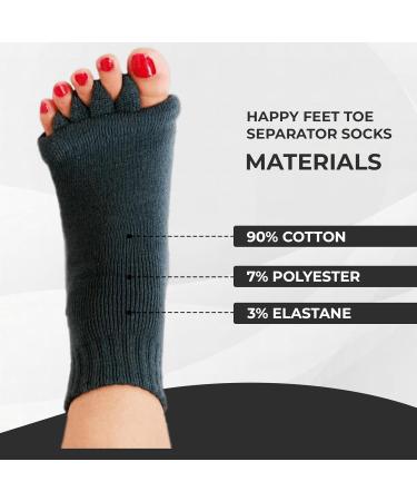 Happy Feet Toe Separator Socks - Comfortable Washable Massage Socks for Foot Cramp & Hammertoes - International Shipping Available - Buy Online on GoSupps.com
