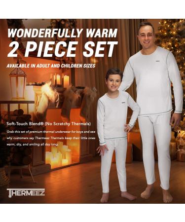 Boys' Thermal Long Johns Set - White Small | Sleeve Shirt & Pants Base Layer for Ski/Extreme Cold - Buy Online on GoSupps.com