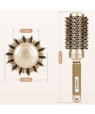 AIMIKE Nano Ceramic Ionic Round Brush 1.7'' | Medium Barrel with Boar Bristles for Blow Drying, Styling, Curling | Increase Hair Shine | Includes 4 Hair Clips - Buy Online on GoSupps.com
