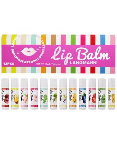 Jolilab Lip Care Flavored Moisturizing Lip Balm Variety Pack 12 Flavors: Honey Pineapple Mint Orange Coconut & More Long-Lasting Hydration 0.17 Oz/Stick 12-Pack 12 flavors 2.04 Ounce