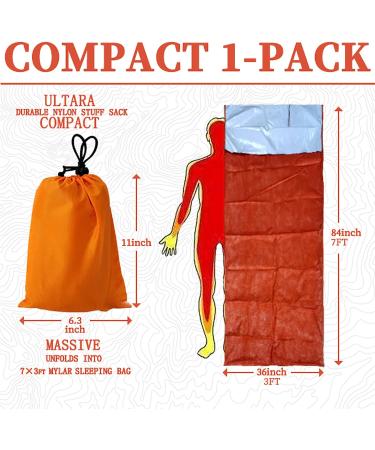 BESTHUNTINER Emergency Sleeping Bag - Lightweight, Waterproof, Reusable Thermal Bivy Sack Shelter Kit - Orange - Buy Online on GoSupps.com