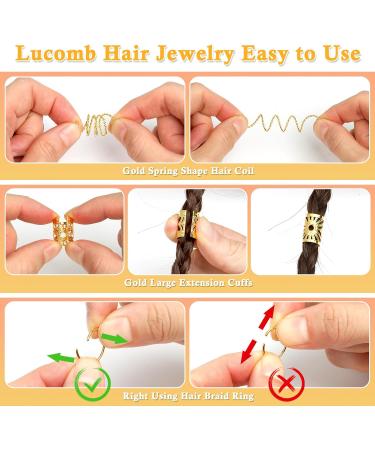 280 Pieces of Hair Accessories for Women | Dreadlock & Braid Jewelry | Adjustable Golden Hair Wrap Rings - Buy Online on GoSupps.com