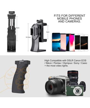 2in1 Ergonomic Portable Action Camera+Smartphone Hand Grip Stabilizer Combo for Vlogging - GoPro & iPhone Holder Kit with Mic+Light Adapter for YouTube & TikTok - Buy Online on GoSupps.com