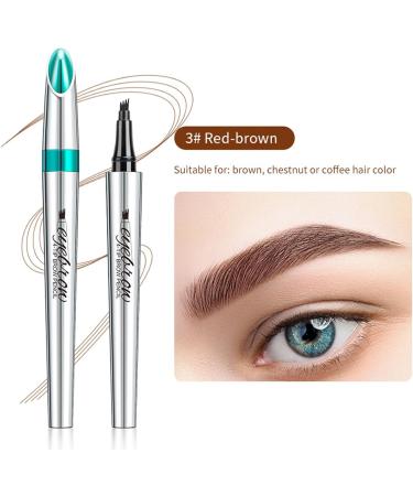 Eyebrow Pen Microblading Eyebrow Pencil Brow Pencil with fork Precise Brush-Tip Creates Natural Looking Brows Effortlessly Create Natural Hair Like Brows (Red brown) - Buy Online on GoSupps.com