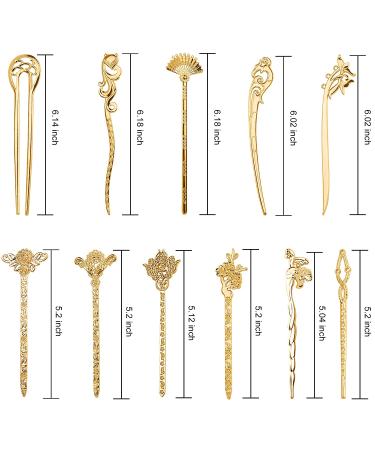Duufin 22 Pcs Vintage Hair Sticks & Pins - Chinese Chopsticks Hair Forks for Women - Golden Elegance - Buy Online on GoSupps.com
