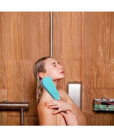 Kangwell Long Handled Scrub Brush for Shower - Anti-Slip Handle, Long Curved Bath Brush for Elderly - Blue - Buy Online on GoSupps.com