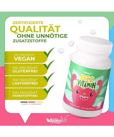 Vitamin B12 Children's Chewable Tablets - 100% Vegan Sugar-Free 120 Days Supply - High-Quality 3 g Per Tablet | Best Children's Vitamins - Buy Online on GoSupps.com