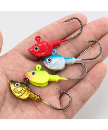 Dr.Fish 10 Pack Swimbait Jig Heads - High Carbon Steel Hooks - Saltwater Fishing Lures for Flounder, Striper, Halibut - 3D Eyes - Bass Gold - 3/8oz-10 Pack - Buy Online on GoSupps.com