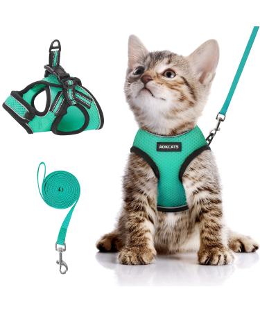 Aokcats cat dishes with a leash outbreak -proof cat leash with dishes for cats adjustingly soft reflective cat harness set for big cat rabbit set for walking green s s green green