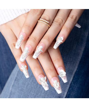 WOKOTO 90PCS White Angel Nail Charms - 3D Retro Baroque Cupid Designs for Acrylic Nails - Nail Art Accessories for Women - Buy Online on GoSupps.com