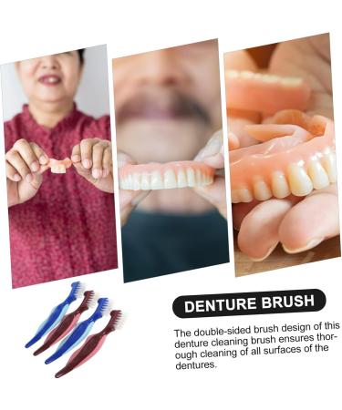 Buy Sewoart Double-Sided Prosthesis Toothbrush Set for Seniors - 4 Pieces Travel-Friendly Prosthetic Brushes - Buy Online on GoSupps.com