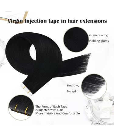 Moresoo Virgin Tape In Extensions - Real Hair Adhesive Invisible #1 - 5 Pieces 10g 40cm | Remy Quality - Buy Online on GoSupps.com