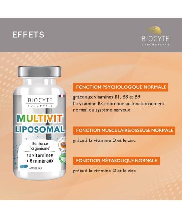 BIOCYTE Liposomal Multivitamins - Immune System Supplement - Vitamins Iron Zinc Copper Chromium - 60 Capsules - 30 Day Program - Buy Online on GoSupps.com