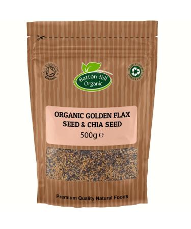 Organic Golden Flaxseed (Linseed) & Chia Seed Mix 500g by Hatton Hill Organic - Free UK Delivery
