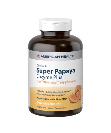 American Health Super Papaya Enzyme Plus 360 Chewable Tablets