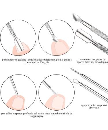 ZIZZON 7Pcs Stainless Steel Ingrown Toenail File and Lifter Set - Pedicure Tools for Manicure Treatment and Removal - Under Nail Cleaner Included (Silvery) - Buy Online on GoSupps.com