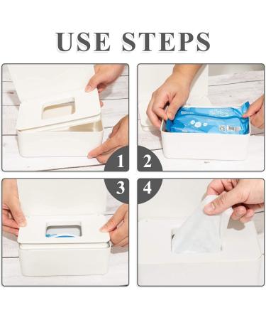 Gonioa Baby Wipes Dispenser | White Baby Wipes Case & Holder | Keeps Diaper Wipes Fresh | Easy Open & Close Container with Non-Slip Feet - Buy Online on GoSupps.com