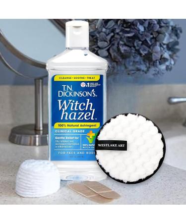 T.N. Dickinson's Witch Hazel Astringent 8oz Bundle with Reusable Makeup Pads & Cleaning Brush - Natural Deep Cleanser & Gentle Toner for Face & Body (Pack of 2) | International Shipping Available - Buy Online on GoSupps.com
